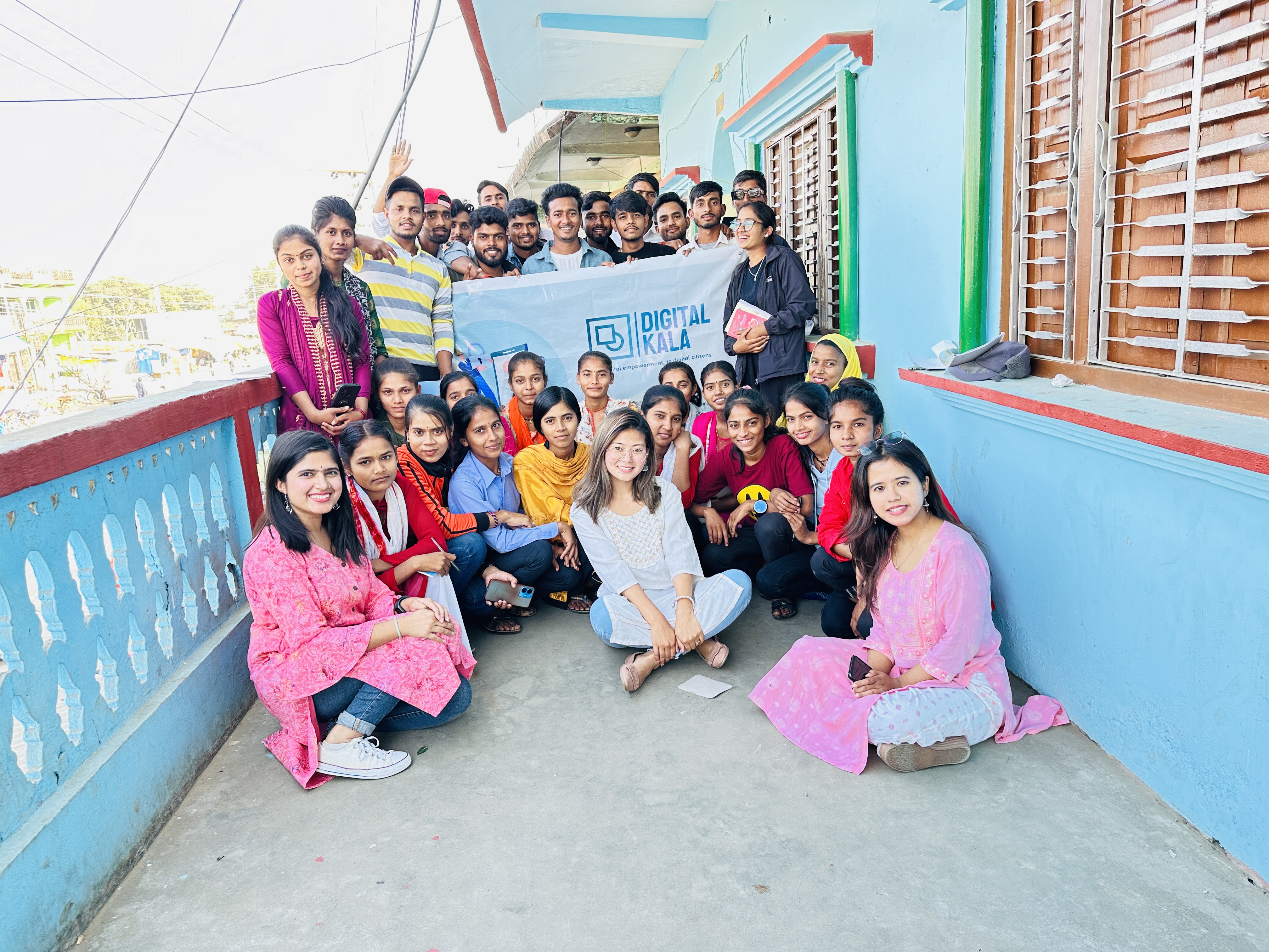 Digital Kala team and participants after a session in Labani, Lumbini